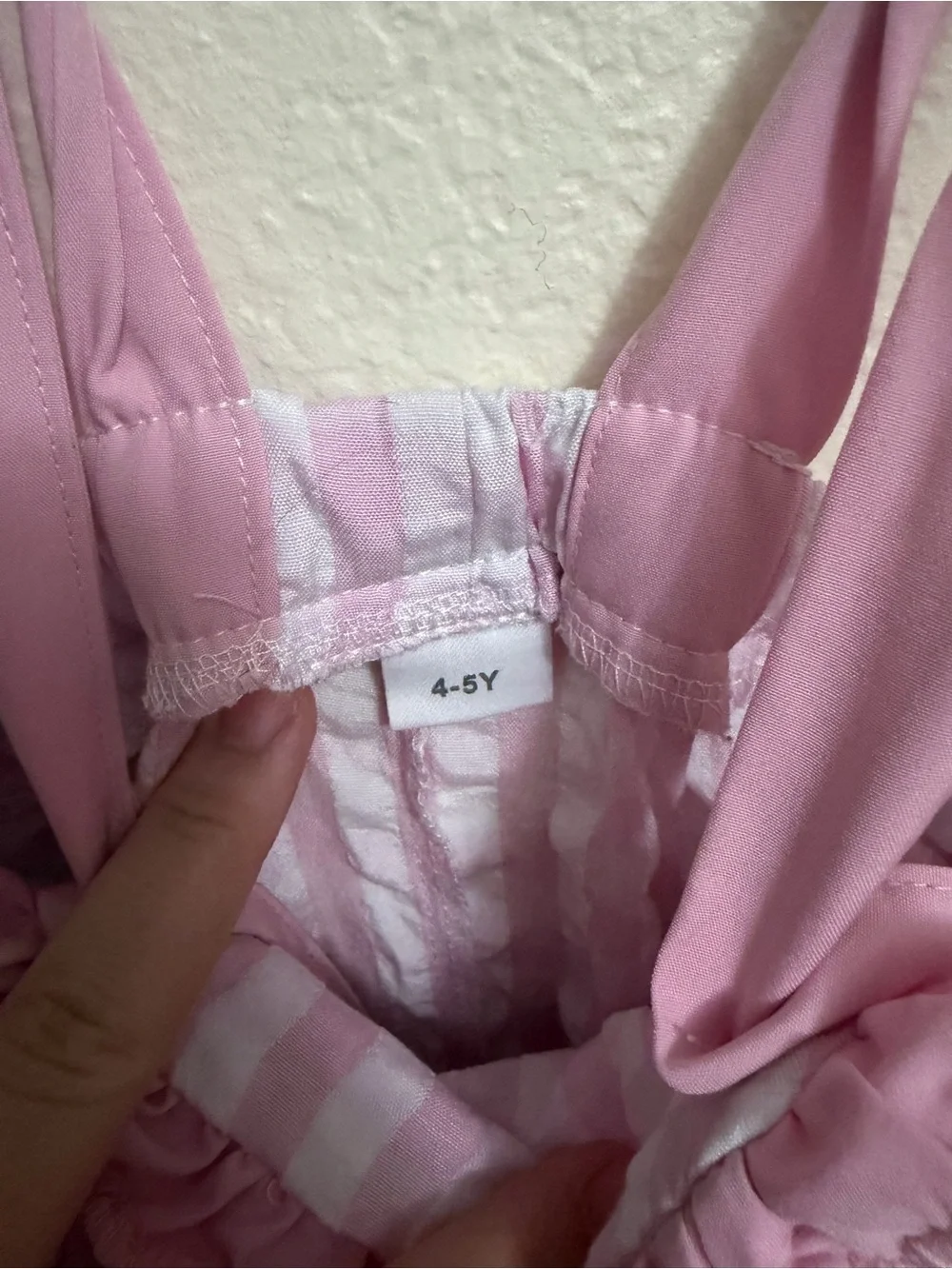 Amazon Pink and White Striped Bunny Appliqué Overalls